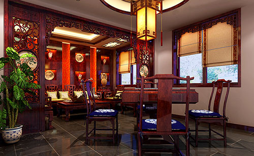 霍林郭勒古典中式风格茶楼包间设计装修效果图