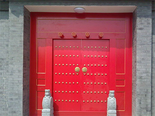 霍林郭勒中国传统四合院系列朱红色中式木制大门木作